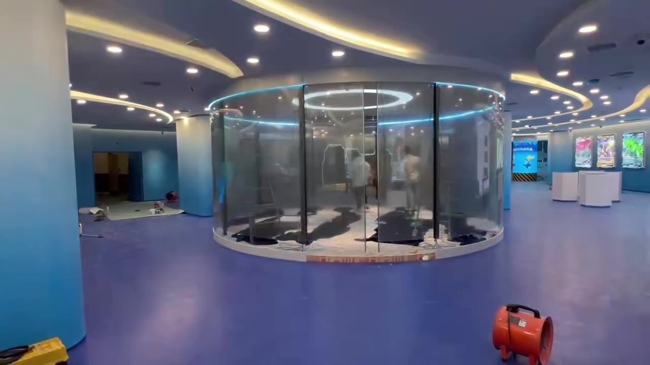 Wraparound Glass Cylinder — SMD Holographic Invisible Screen installation
