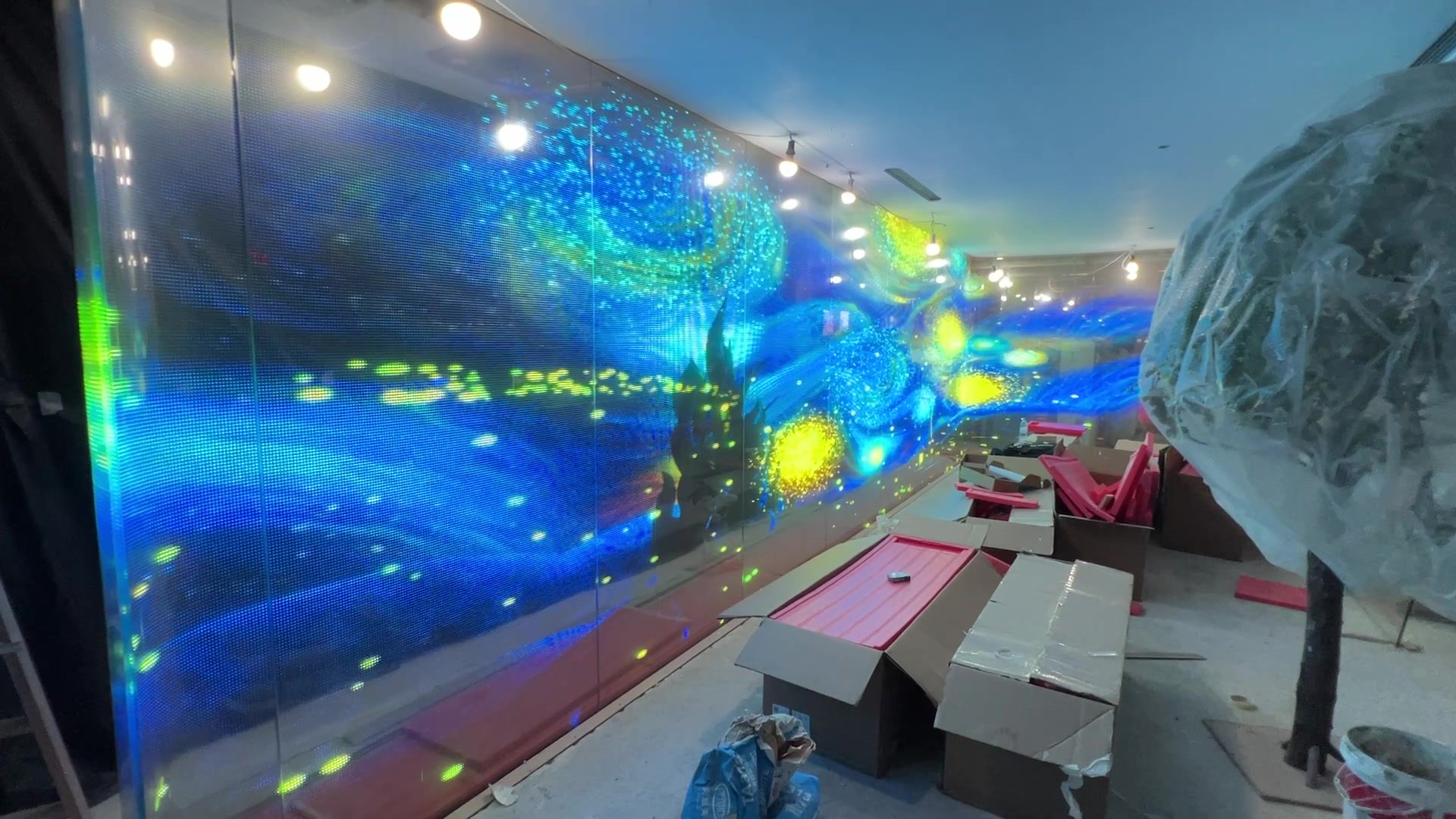 Yoga Studio Window — Crystal Film LED Screen installation