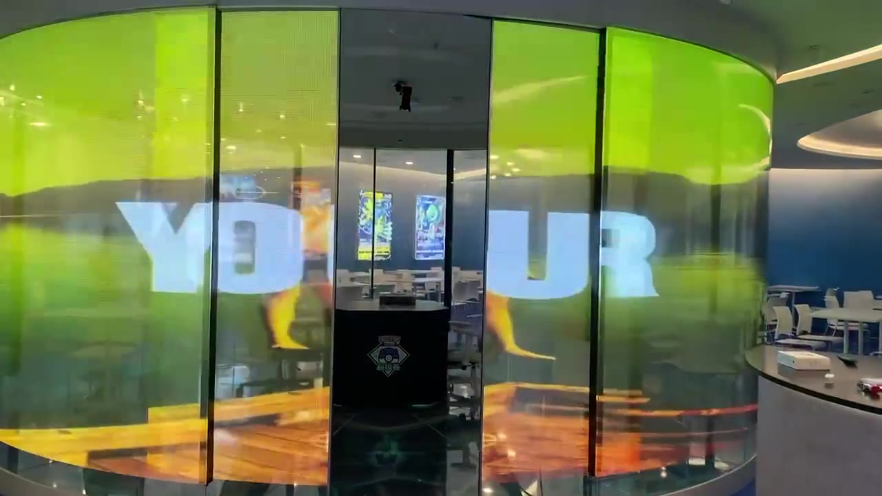 Cylindrical Round Screen — Crystal Film LED Screen installation